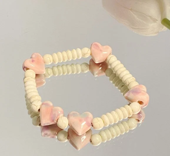 Heart-Shaped Beaded Bracelet